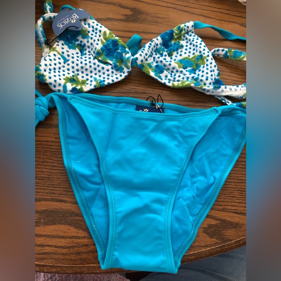 NWT SWIM BATHING Suit Bikini Two Pc - Buzios Brazil Sz S Blue Felt - Picture 1 of 1